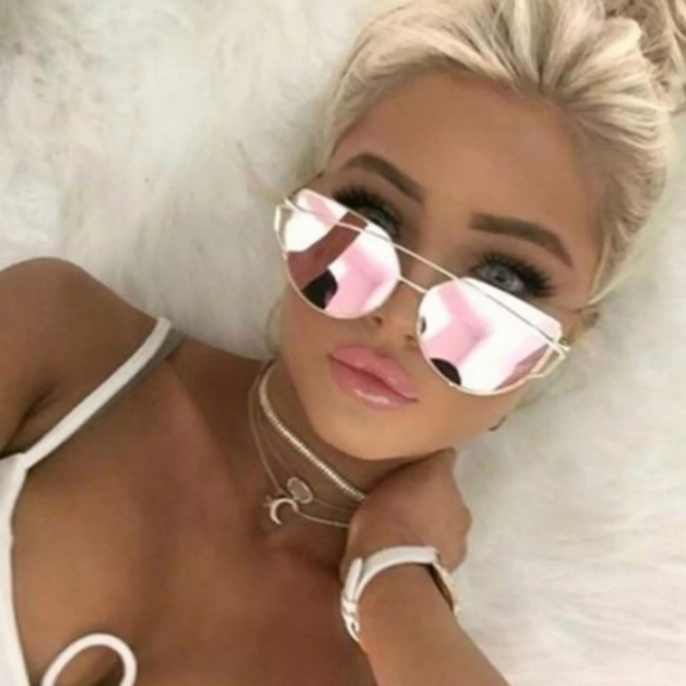 PINK MIRRORED Glasses Trendy - Picture 12 of 14